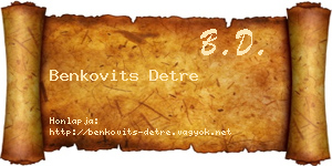 Benkovits Detre névjegykártya